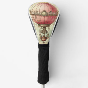 Vintage Steampunk Pink Hot Air Balloon (2) Golf Head Cover