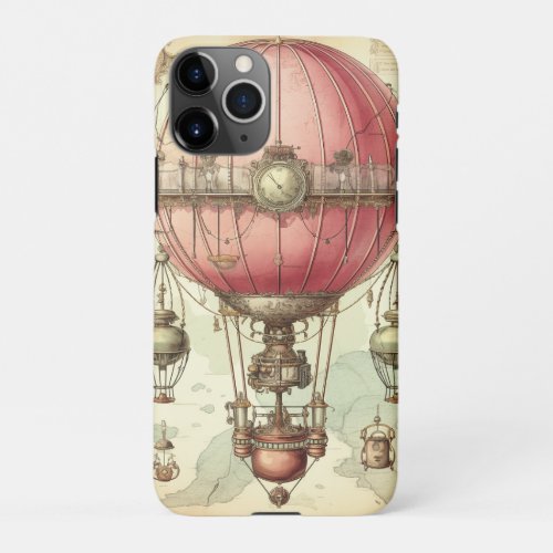 Vintage Steampunk Pink Hot Air Balloon 2 iPhone 11Pro Case