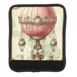 Vintage Steampunk Pink Hot Air Balloon (2) Luggage Handle Wrap