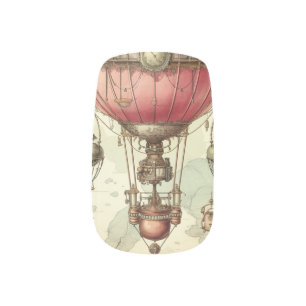 Vintage Steampunk Pink Hot Air Balloon (2) Minx Nail Art
