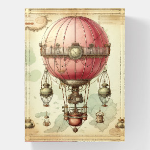 Vintage Steampunk Pink Hot Air Balloon (2) Paperweight