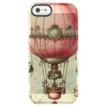 Vintage Steampunk Pink Hot Air Balloon (2) Clear iPhone SE/5/5s Case