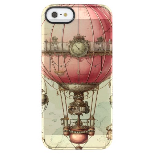 Vintage Steampunk Pink Hot Air Balloon 2 Clear iPhone SE55s Case