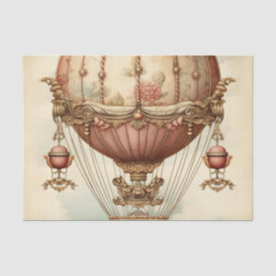 Vintage Steampunk Pink Hot Air Balloon Tissue Paper