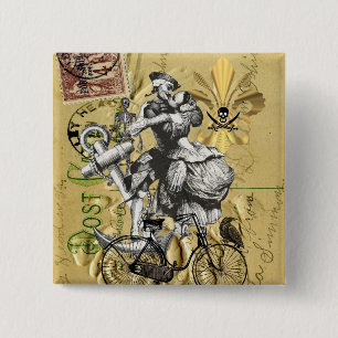 Vintage steampunk pirate pinback button