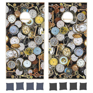 Vintage Steampunk Pocket Watches Cornhole Set