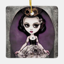 Vintage Steampunk Princess Doll Ceramic Ornament