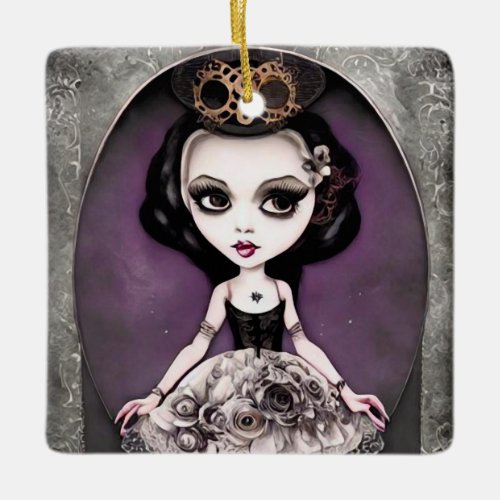 Vintage Steampunk Princess Doll Ceramic Ornament