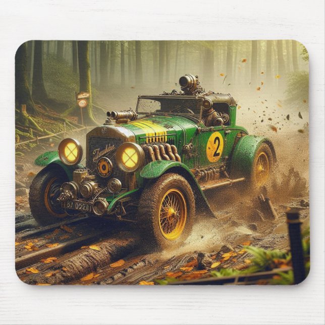 Vintage Steampunk Racecar Mouse Pad (Front)