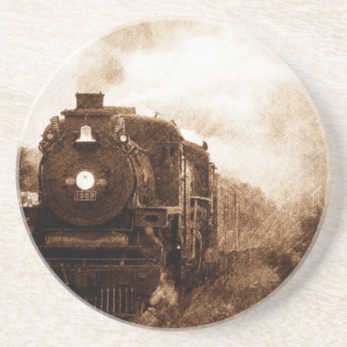 Vintage Steampunk Railroad Antique Steam Train Drink Coaster