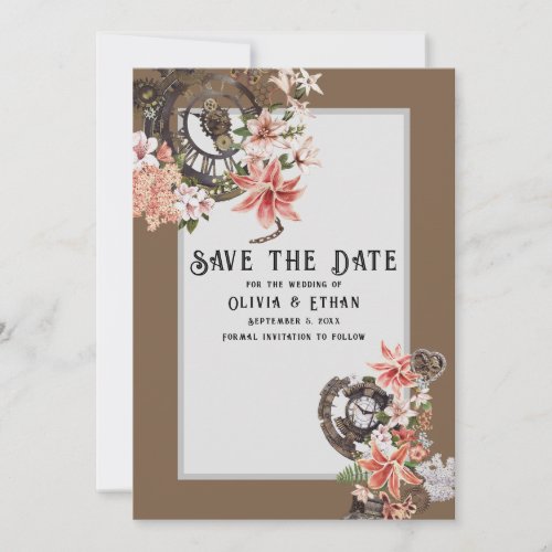 Vintage Steampunk Save the Date Invitation