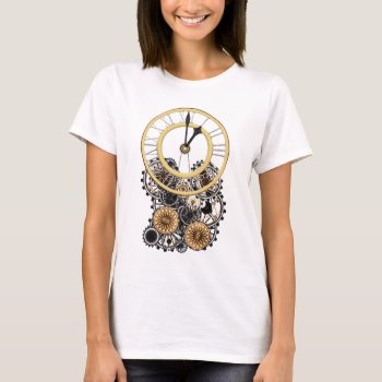 Vintage Steampunk Stylish Elegant Clock T-shirt by poppycock_cheapskate at Zazzle
