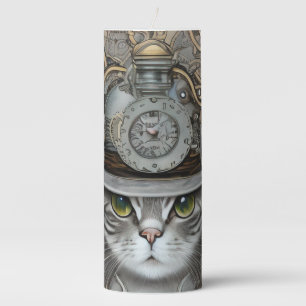 Vintage Steampunk Victorian Cat Pillar Candle