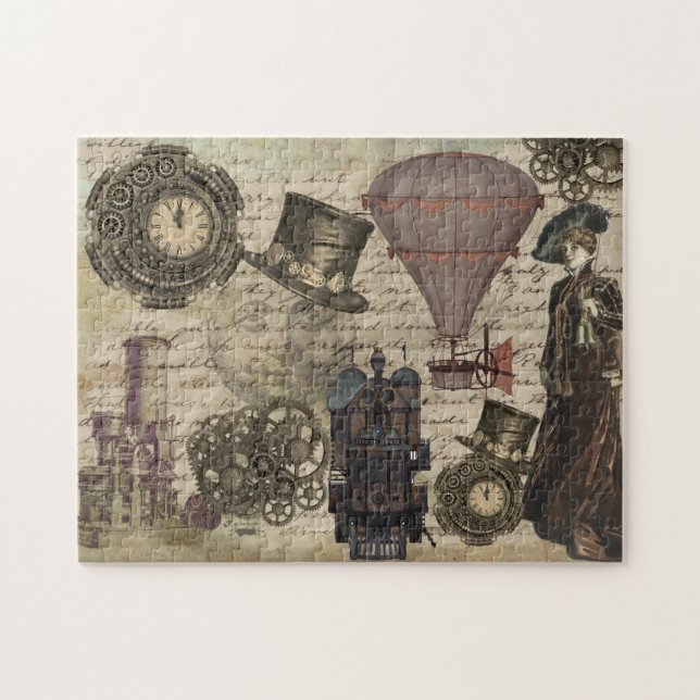 Vintage Steampunk Victorian Industrial Gears Jigsaw Puzzle (Horizontal)