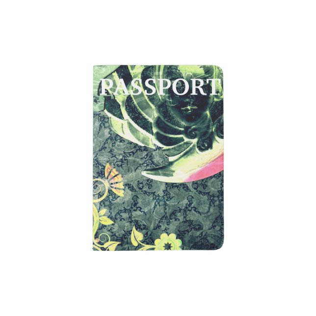 Vintage Steampunk Wallpaper Passport Holder (Front)