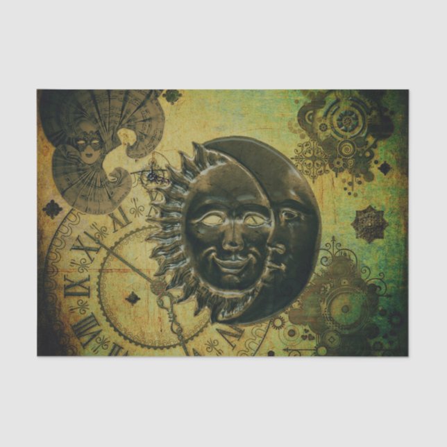 Vintage Steampunk Wallpaper Tissue Paper (Front)