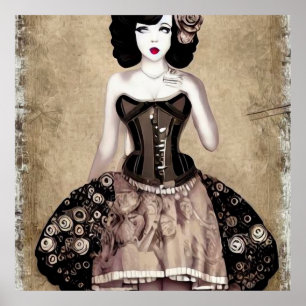 Vintage Steampunk Woman Poster