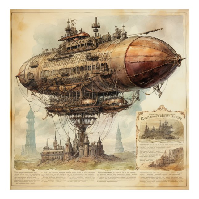 Vintage Steampunk Zeppelin (10) Acrylic Print (Front)