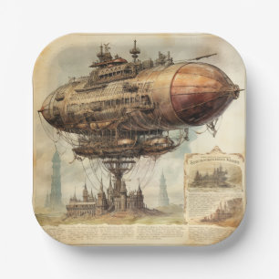 Vintage Steampunk Zeppelin (10) Paper Plates