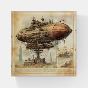 Vintage Steampunk Zeppelin (10) Paperweight