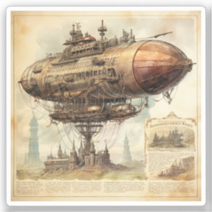 Vintage Steampunk Zeppelin (10) Sticker