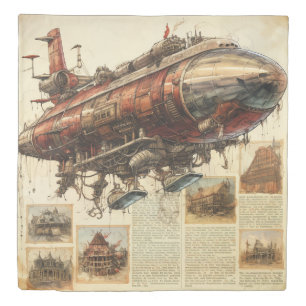 Vintage Steampunk Zeppelin (11) Duvet Cover