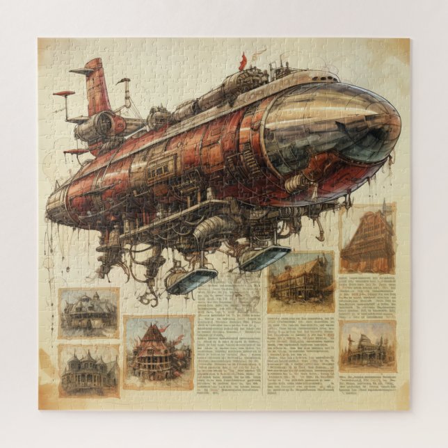 Vintage Steampunk Zeppelin (11) Jigsaw Puzzle (Vertical)