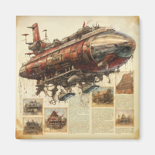 Vintage Steampunk Zeppelin (11) Magnet (Front)