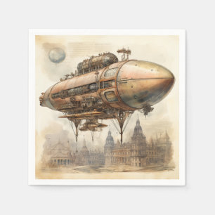 Vintage Steampunk Zeppelin (12) Napkins
