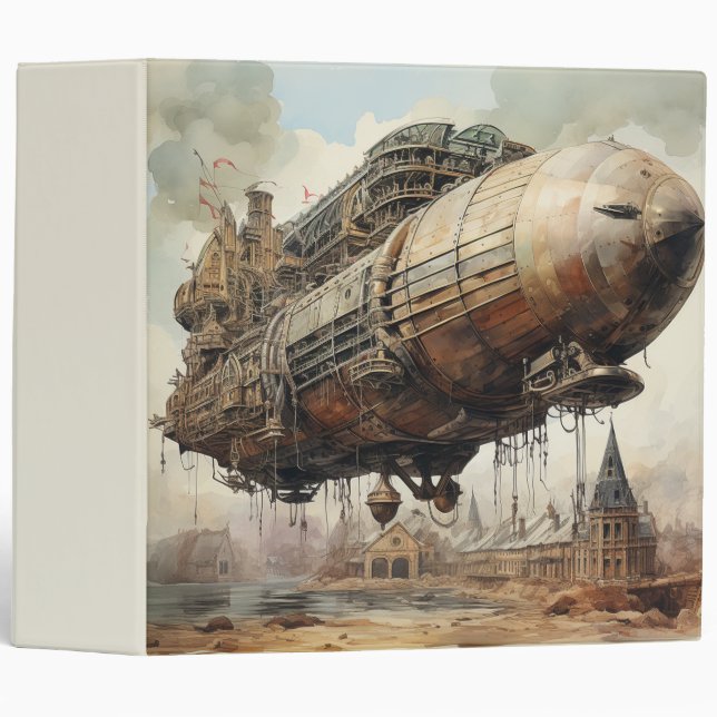 Vintage Steampunk Zeppelin (2) 3 Ring Binder (Front/Spine)