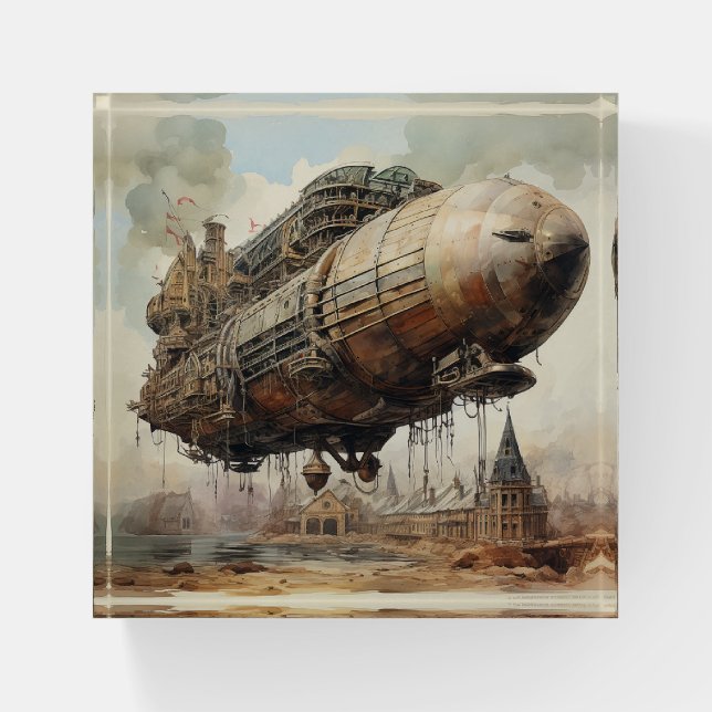 Vintage Steampunk Zeppelin (2) Paperweight (Front)