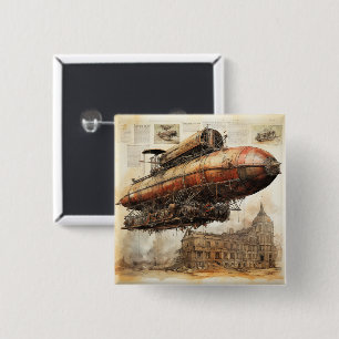 Vintage Steampunk Zeppelin (3) Button