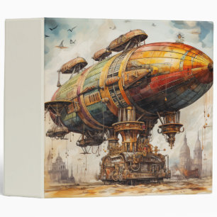 Vintage Steampunk Zeppelin 3 Ring Binder