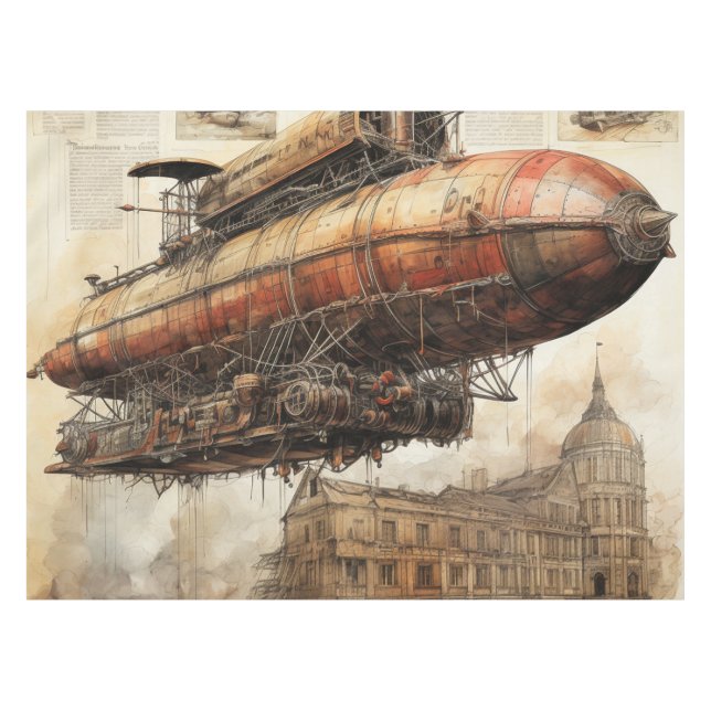 Vintage Steampunk Zeppelin (3) Tablecloth (Front (Horizontal))