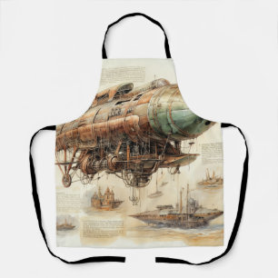 Vintage Steampunk Zeppelin (4) Apron