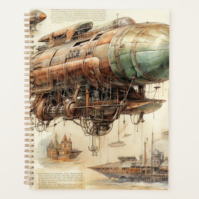 Vintage Steampunk Zeppelin (4) Planner (Front)