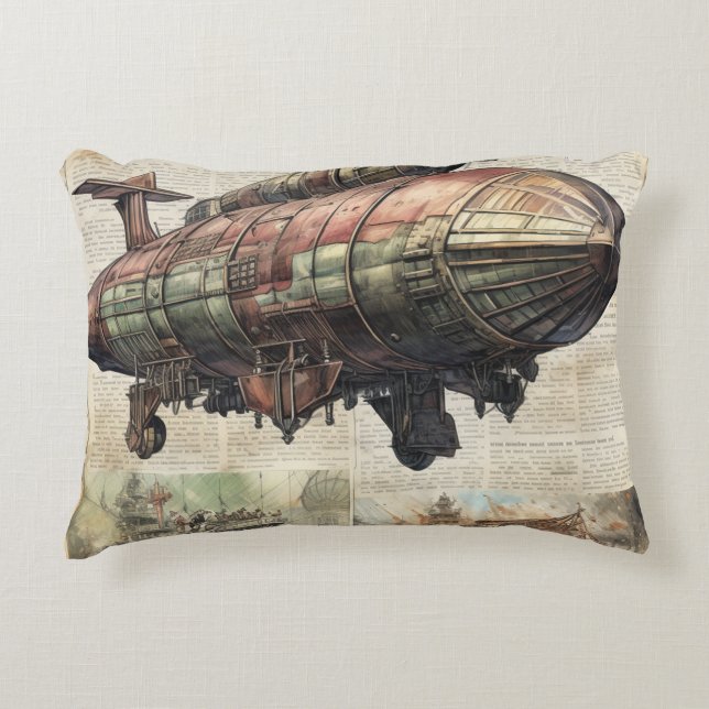 Vintage Steampunk Zeppelin (6) Accent Pillow (Front)