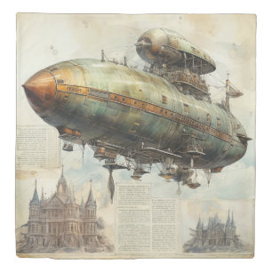 Vintage Steampunk Zeppelin (7) Duvet Cover