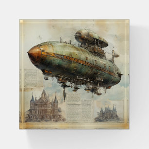 Vintage Steampunk Zeppelin (7) Paperweight