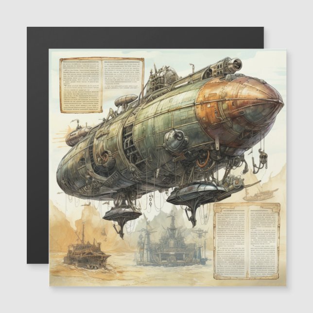 Vintage Steampunk Zeppelin (8) (Front/Back)