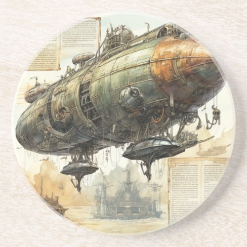 Vintage Steampunk Zeppelin 8 Coaster
