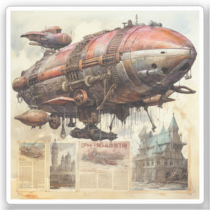 Vintage Steampunk Zeppelin (9) Sticker
