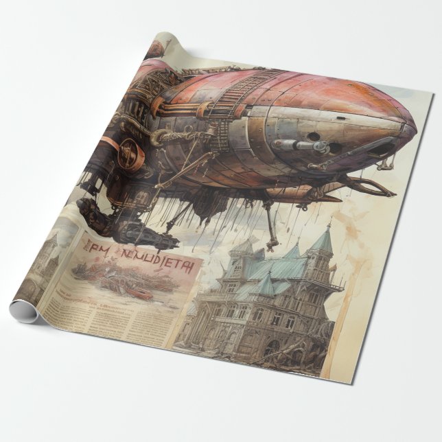Vintage Steampunk Zeppelin (9) Tissue Paper (Unrolled)