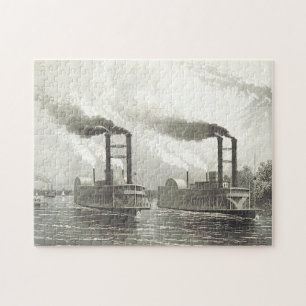 Vintage Steamships on a River Puzzle