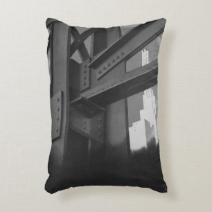 Vintage Steel Construction Skyscraper Architecture Accent Pillow