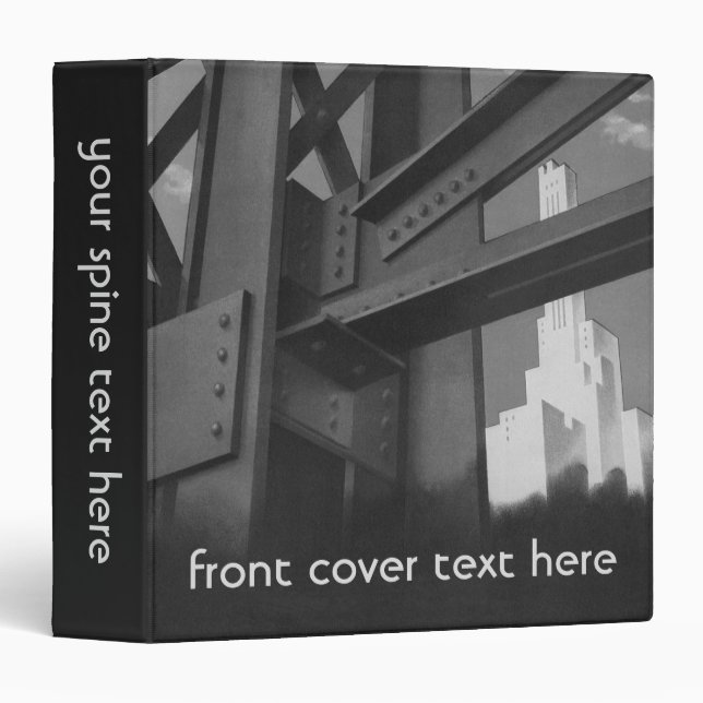 Vintage Steel Construction Skyscraper Architecture Binder (Front/Spine)