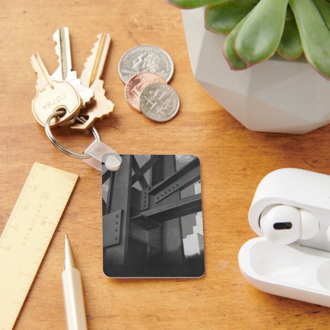 Vintage Steel Construction Skyscraper Architecture Keychain (Desk)