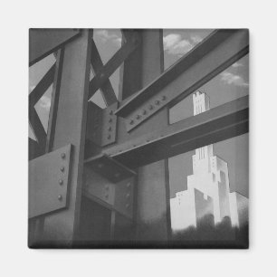 Vintage Steel Construction Skyscraper Architecture Magnet