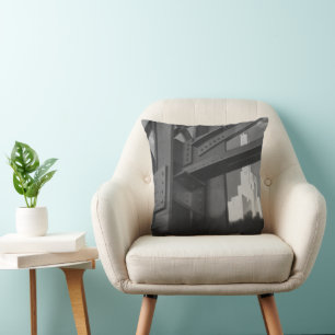 Vintage Steel Construction Skyscraper Architecture Throw Pillow