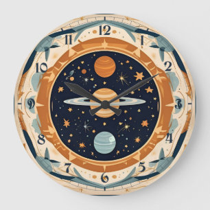 Vintage Stellar Nursery, Space, Cosmos, Universe Large Clock